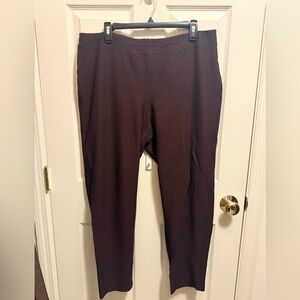 Eileen Fisher Washable Stretch Crepe Straight Leg Pull On Pant Chocolate Brown